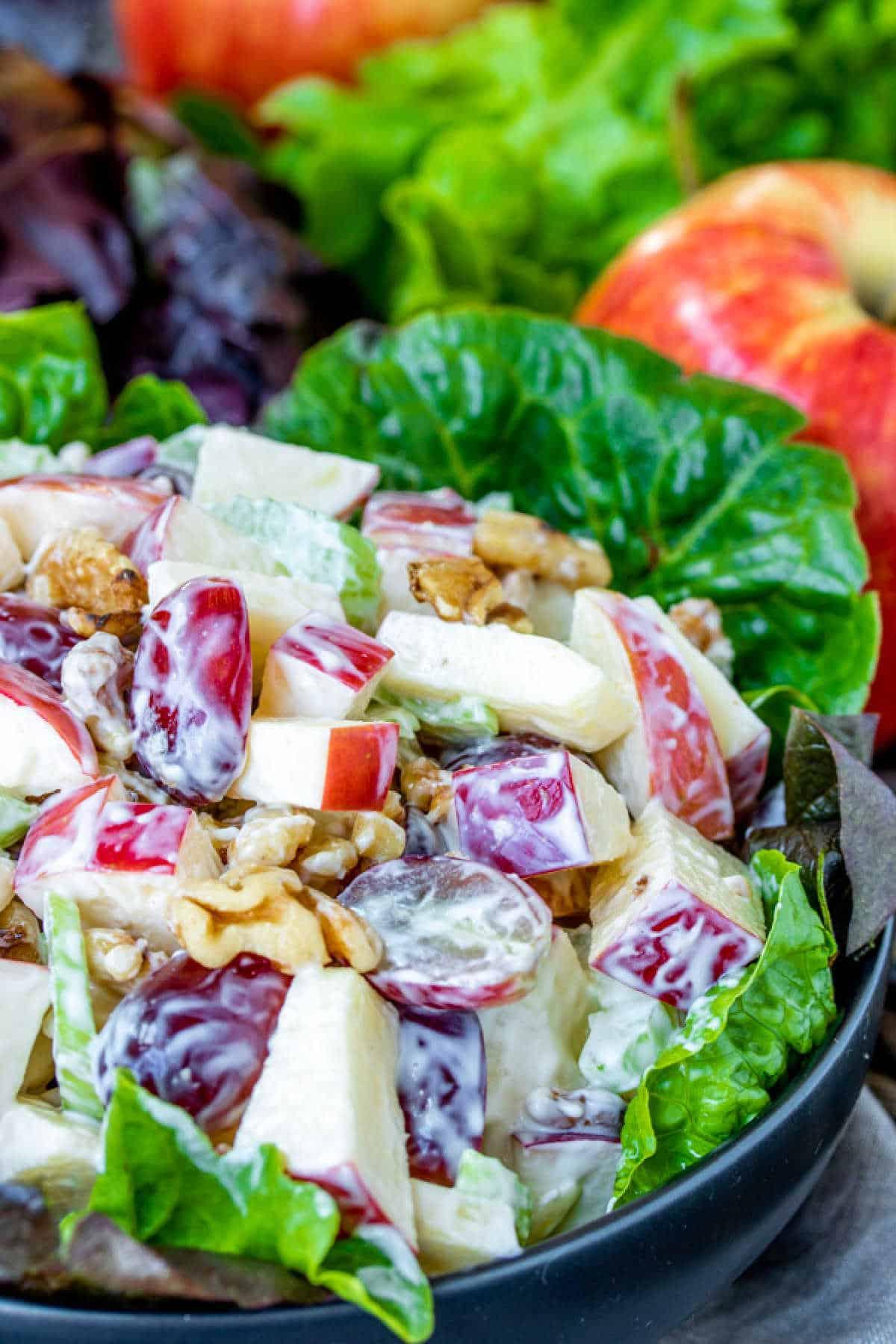 **Waldorf-Salat-Rezept** 4 Waldorfsalat mit Früchten und grünem Salat