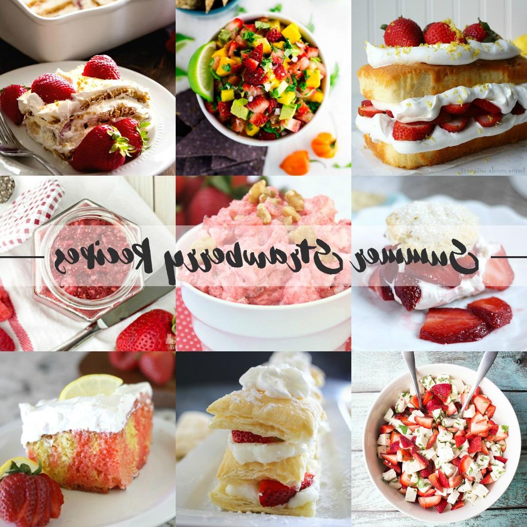 Eine Auswahl an Erdbeer-Rezepten, die ideal für den Sommer sind, darunter Salate, Desserts und Marmeladen. Perfekt für die Verwertung frischer Erdbeeren.