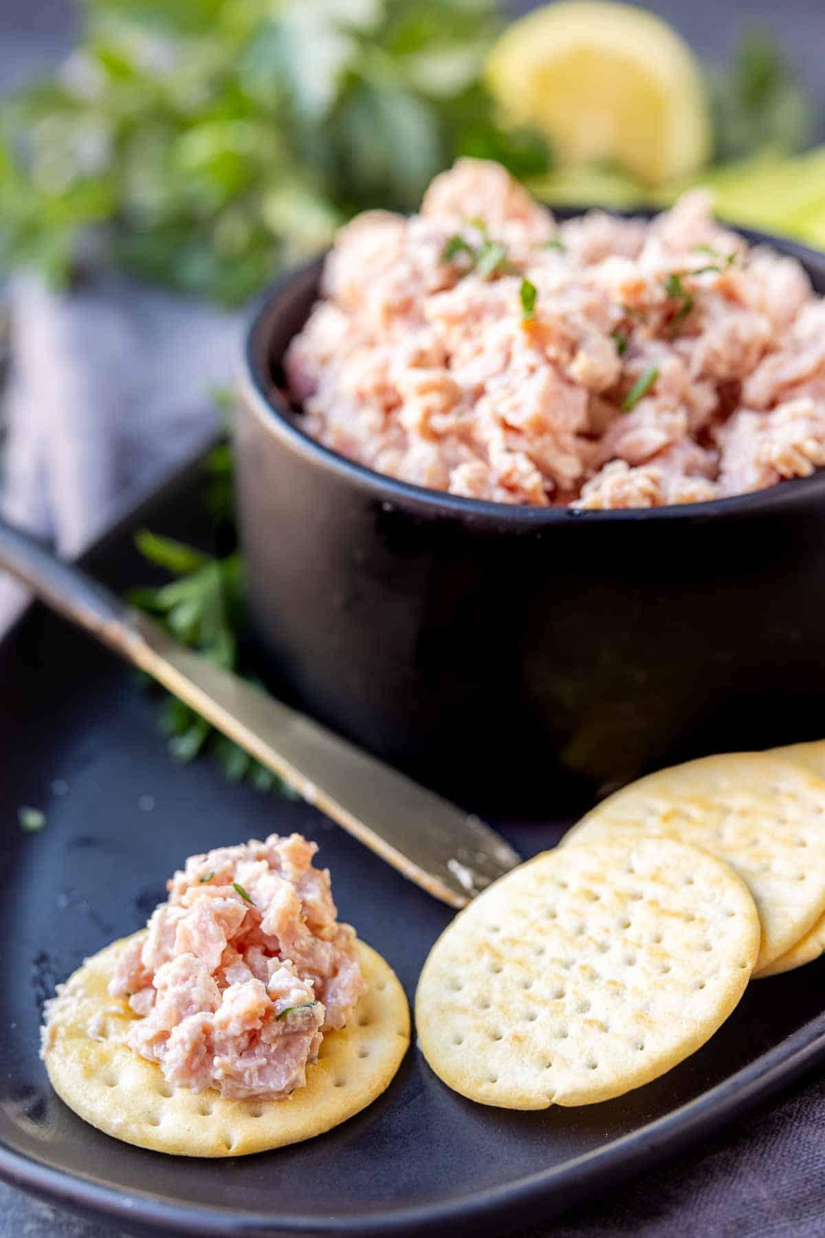 Teufelsschinken 7 Deviled Ham Aufstrich auf einem Cracker