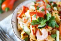 Fiery Sriracha Shrimp Pasta Salad