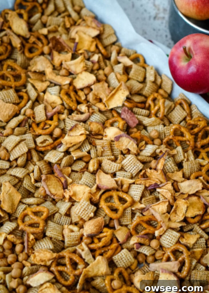 Golden Apple Caramel Crunch 9 The apple chips and the caramel chips are added into the cooled cereal mixture.