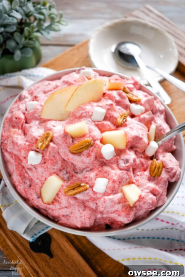 Zesty Cranberry Orange Fruit Strips 4 A serving bowl of Cranberry Apple Fluff on a tray.