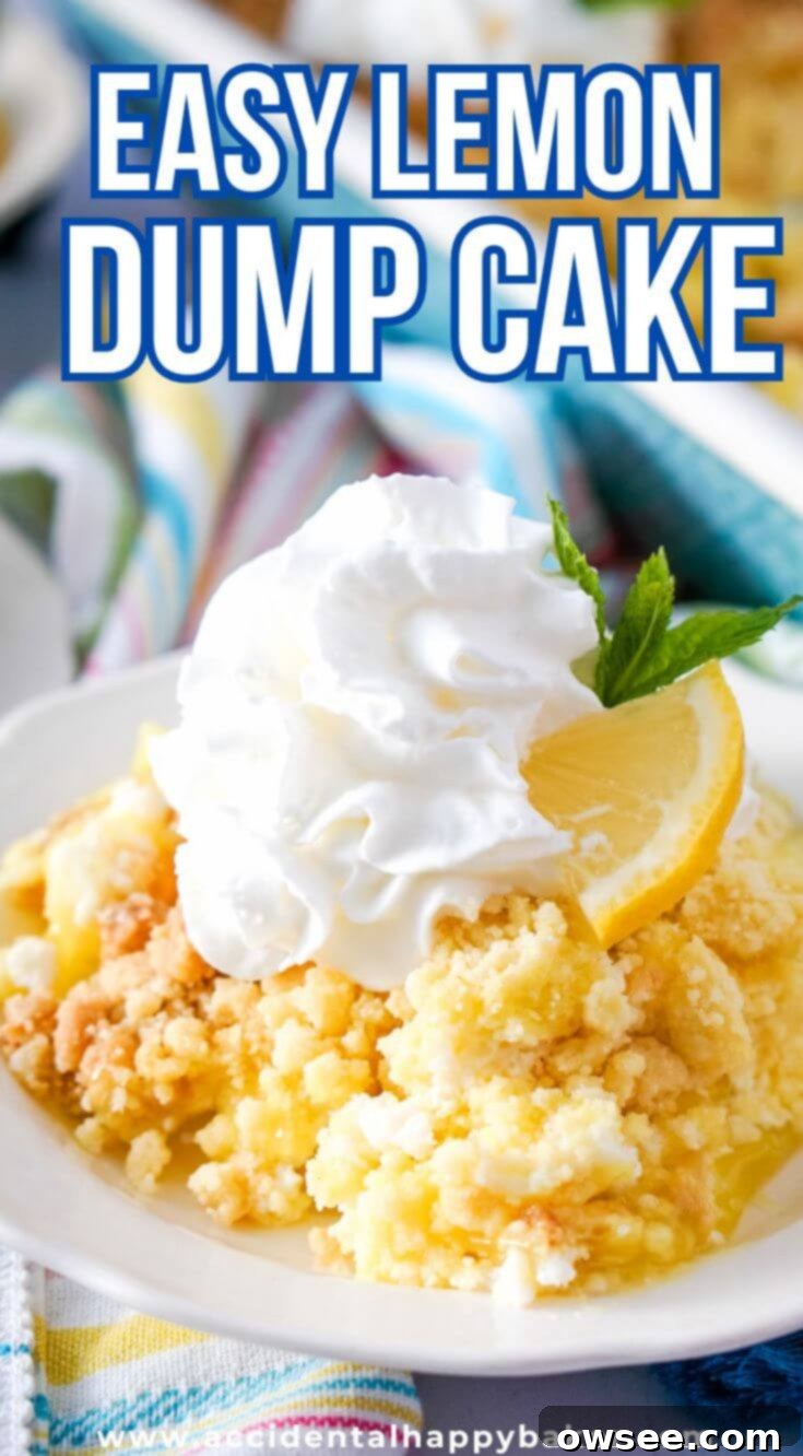 Zesty Lemon Dump Cake 10 This easy lemon dump cake recipe boasts 3 layers of delicious, sweet and tart lemon flavor. And this method ensures you never end up with a powdery bite of plain cake mix on top!