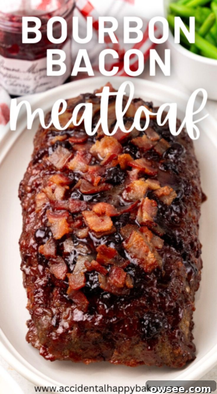 Ultimate Bourbon Bacon Meatloaf 8 Bourbon Bacon Meatloaf is certainly not your mother’s meatloaf! This tender main dish has tons of bacon flavor with bacon on the inside and on the top. But the showstopper addition is the bourbon glaze for a combination that’s simply irresistible!