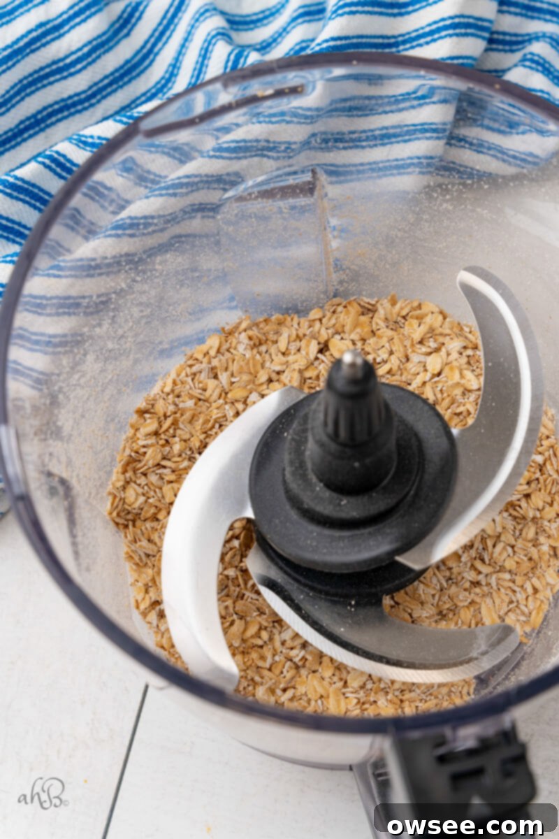 Iced Oatmeal Cookies Step1 A food processor full of oats.