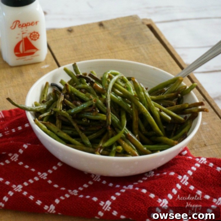 Oven Roasted Green Beans with a savory sesame soy glaze