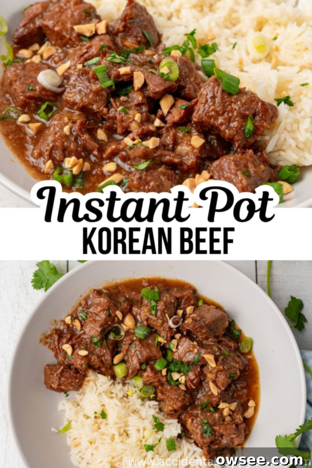 Tender Instant Pot Korean Beef 10 You won't believe how easy it is to make this Instant Pot Korean Beef recipe. Tender bites of sweet and savory beef in a flavor packed sauce, pair it with rice and a sprinkling of green onion and sesame seeds for quick and easy main dish.