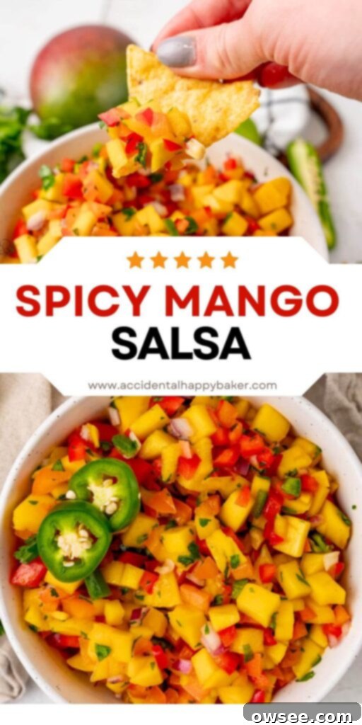 Tropical Heat Mango Salsa 10 Fresh and fruity, sweet and spicy, this spicy mango salsa just takes a handful of simple ingredients and a few minutes to make.