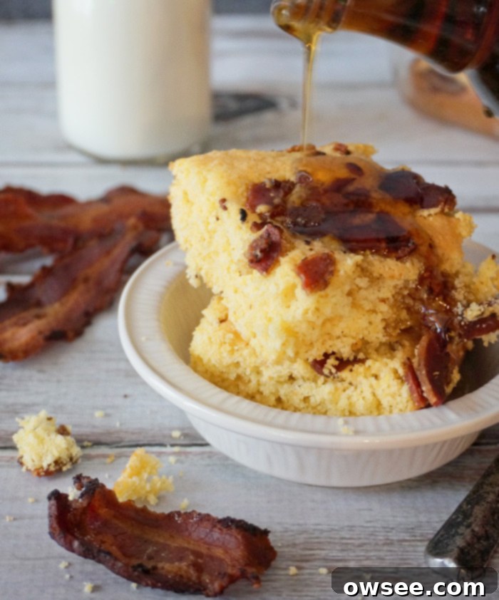Sweet and Savory Maple Bacon Cornbread 7 Maple Bacon Cornbread. Sweet and savory maple bacon cornbread, a simple twist on cornbread mix that takes 25 minutes.