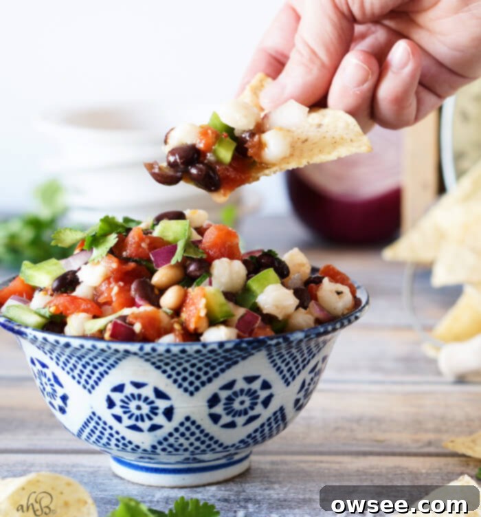 Southwest Caviar ingredients being mixed in a large bowl