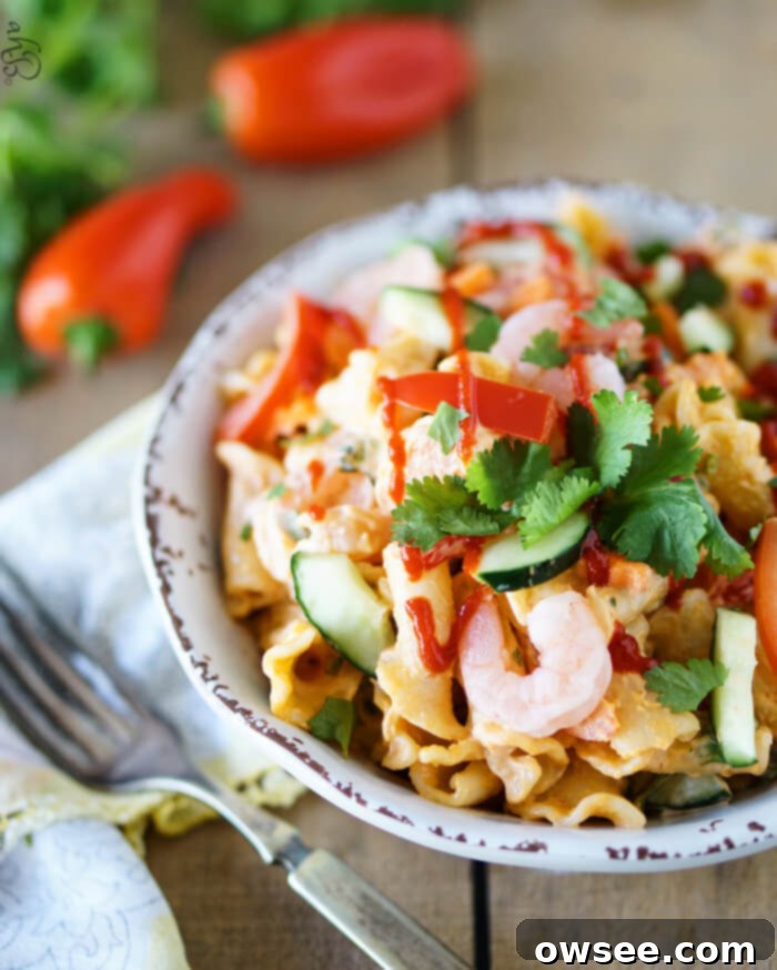 Fiery Sriracha Shrimp Pasta Salad 6 Sriracha Shrimp Pasta Salad