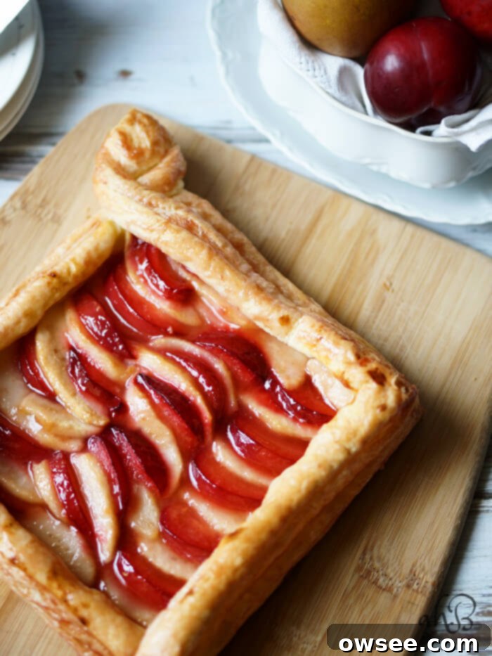 Delicious Pear and Plum Galette with a flaky crust