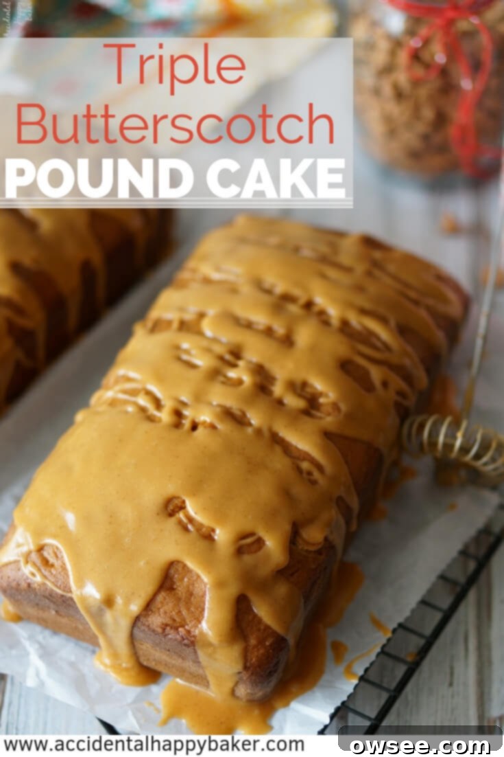 triple butterscotch pound cake has butterscotch batter, butterscotch chips baked inside, and a totally addictive browned butter butterscotch glaze drizzled on top. 