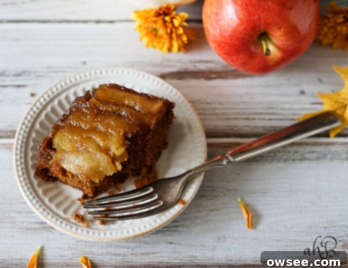 Apple Upside Down Gingerbread with apples and spices