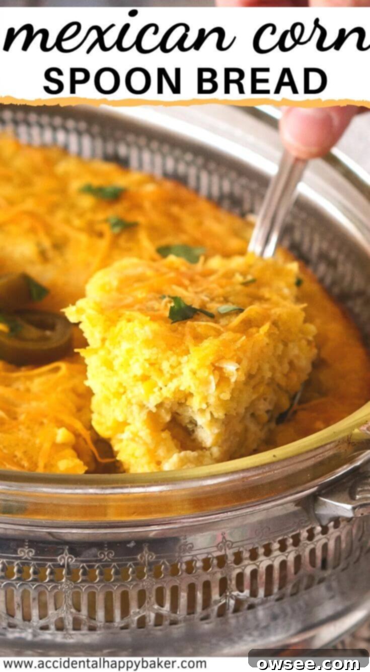 Mexican corn spoon bread is an easy and cheesy dump, stir, and pour cornbread casserole that makes a great side dish!