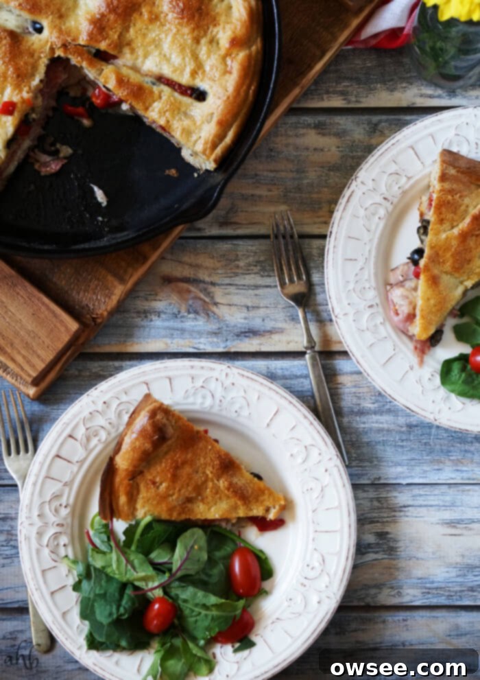Golden Brown Baked Muffaletta Ready to Serve