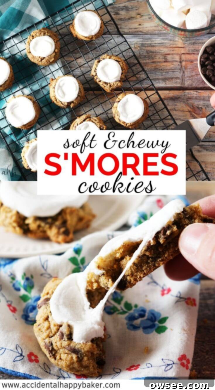 Soft and Chewy Smores Cookies - Loaded with chocolate chips, marshmallows, and graham cracker flavor these are the best smores you'll ever eat! Pin this delicious recipe for later!