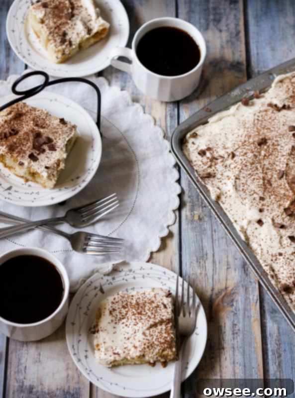 Tiramisu Sheet Cake with serving portions