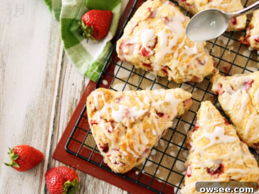 Lemon Kissed Strawberry Scones 6 Strawberry Lemon Scones with Glaze