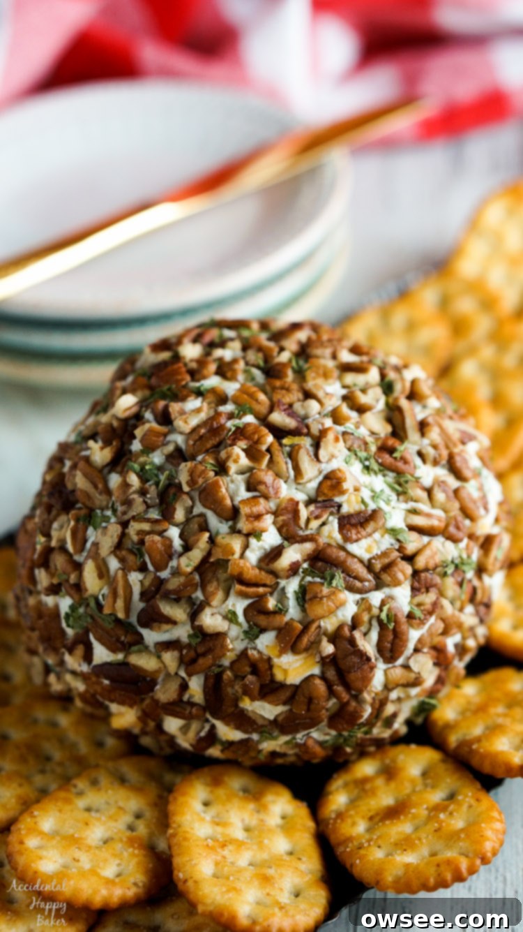 Tangy Blue Cheese Orb 5 This blue cheese cheese ball has cream cheese, sharp cheddar cheese, and blue cheese blended together for an easy to make and elegant appetizer.