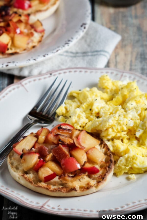 Apple Bacon Cheese English Muffins ready to eat