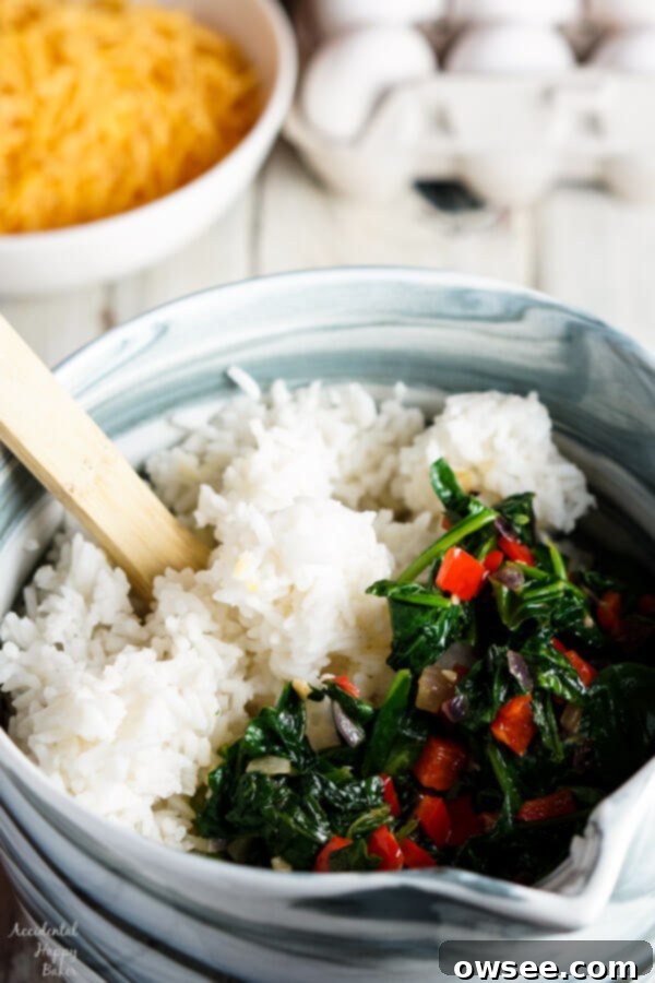 Spinach Rice Casserole in a baking dish