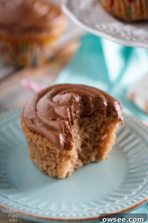 A finished Spiced Nutella Cupcake, beautifully frosted and ready to be served.