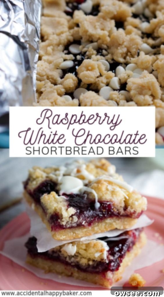 A beautifully styled image of Raspberry White Chocolate Shortbread Bars, perfect for Pinterest sharing.