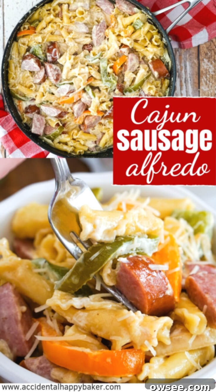 Bayou Smoked Sausage Alfredo 6 Cajun Sausage Alfredo is a cheap weeknight dinner. It’s quick and easy to make. It only takes about 15 minutes and uses 8 ingredients, 9 if you like a little extra spice. And it tastes amazing! #easyweeknightdinner #pasta #alfredo #sausage #cajunsausagealfredo #accidentalhappybaker