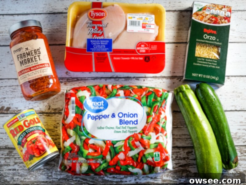 Easy One-Pot Italian Chicken and Orzo 4 The ingredients you will need to make One Pot Italian Chicken and Orzo