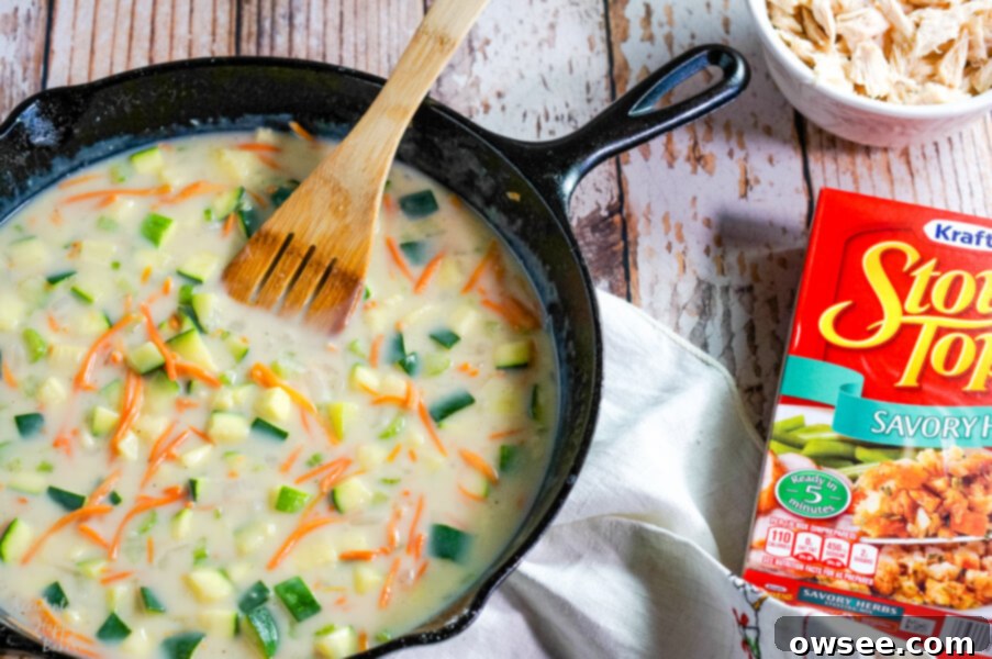 Hearty Chicken Zucchini Delight 4 A homemade cream of chicken soup makes the sauce for the Chicken Zucchini Casserole