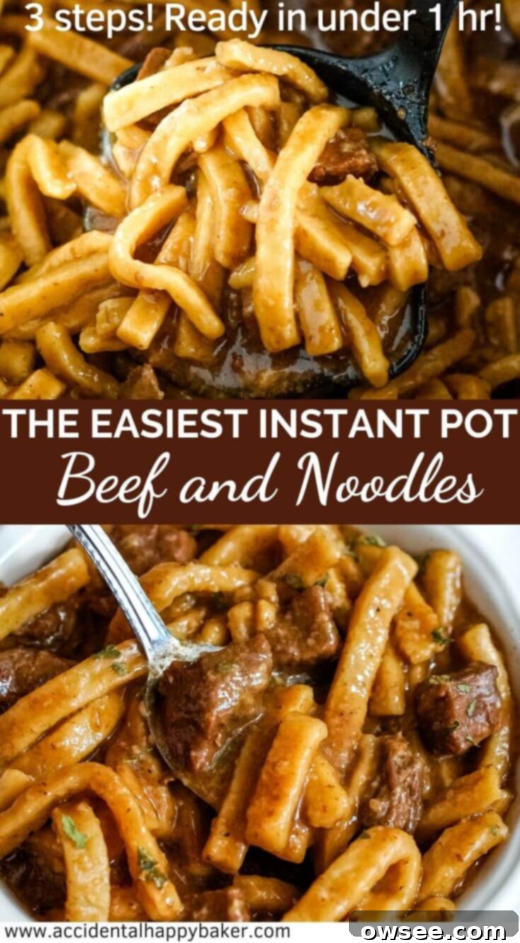 Your Go-To Instant Pot Beef and Noodles 8 The easiest Instant Pot Beef and Noodles recipe you'll ever try. A traditional hearty beef and noodles recipe in 3 easy steps and under an hour. #instantpot #beefandnoodles #easyrecipe #weeknightdinner
