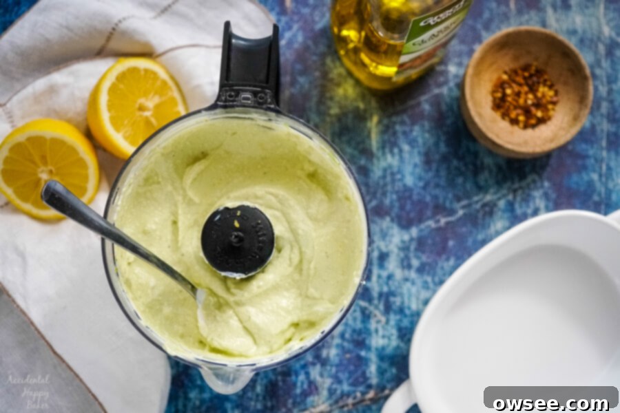 The dip after it's been blended in the food processor. 