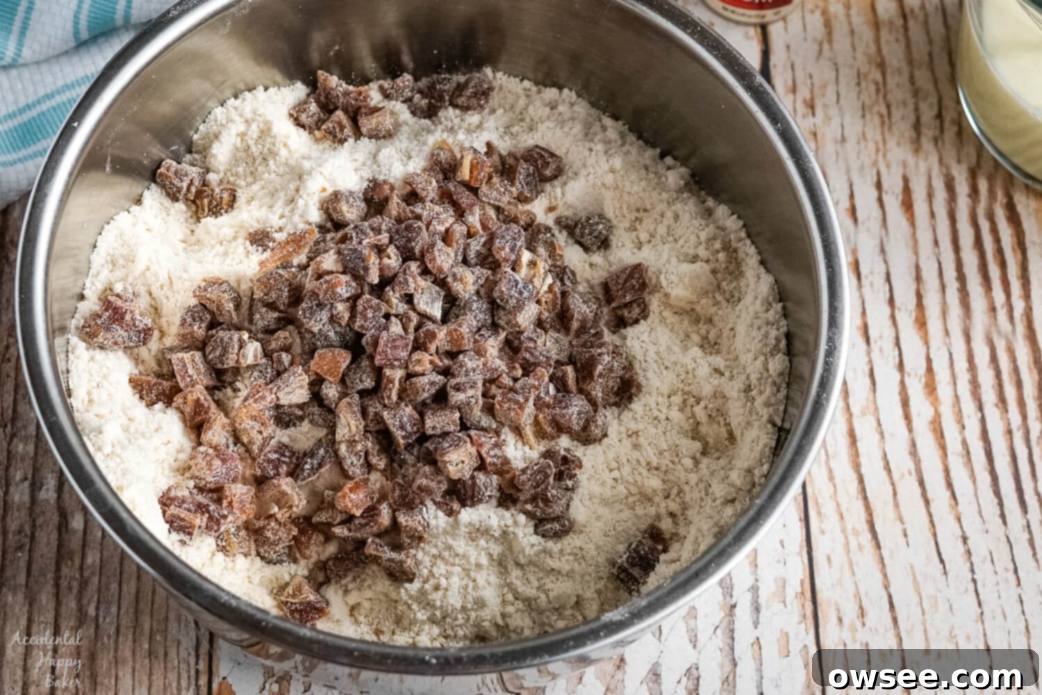 Dry ingredients mixed in a bowl.