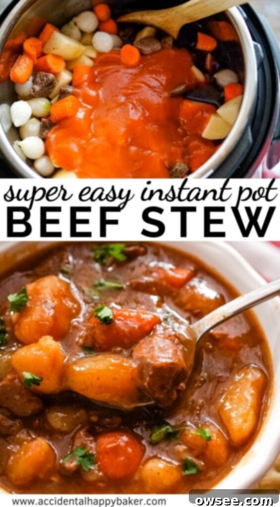 Effortless Instant Pot Beef Stew 10 This easy instant pot beef stew recipe takes just a fraction of the time, but still has that amazing homestyle slow cooked taste you’re looking for!