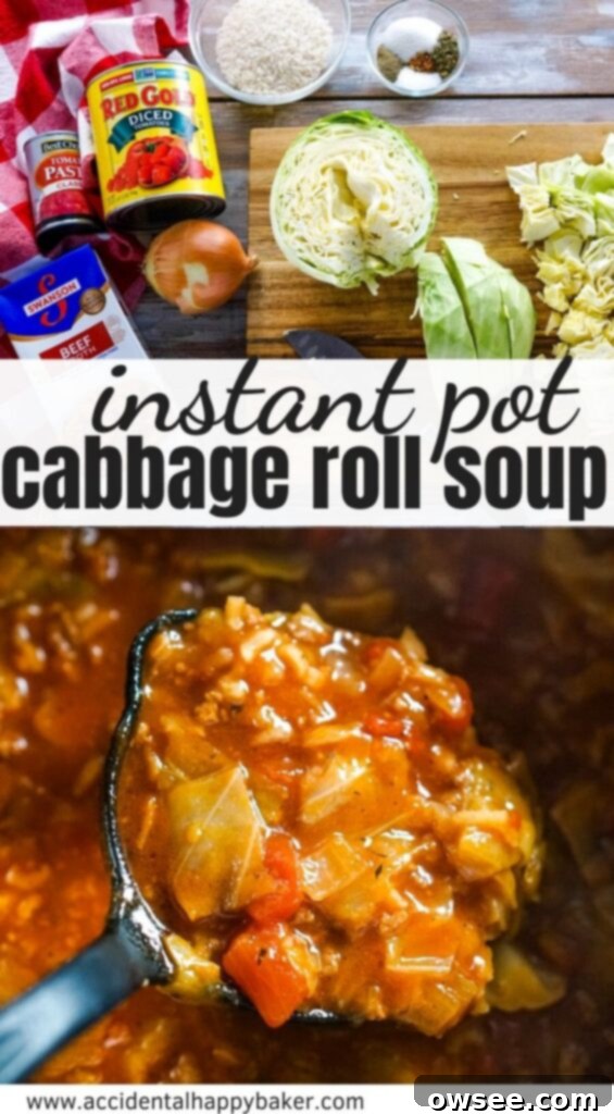 Instant Pot Cabbage Roll Soup with Stove Top Directions 9 Instant pot cabbage roll soup is not only a cheap and easy recipe that makes a great weeknight dinner; it’s also so hearty, healthy, and absolutely delicious. Stove top directions included.