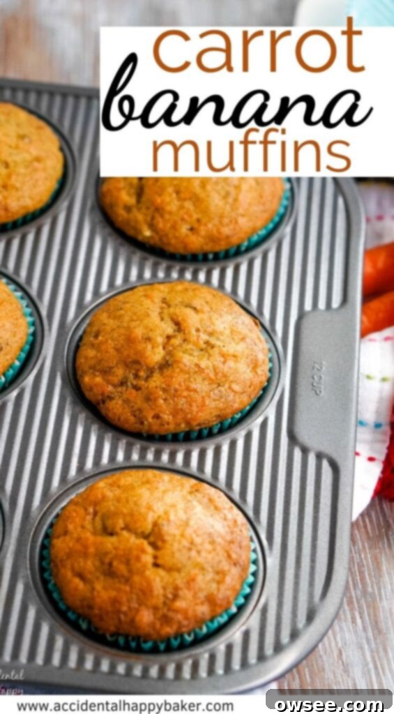 Wholesome Banana Carrot Muffins 10 A Pinterest-friendly image showing a delicious banana carrot muffin with text overlay: 'Banana Carrot Muffins - The Best Healthy Breakfast & Snack'.