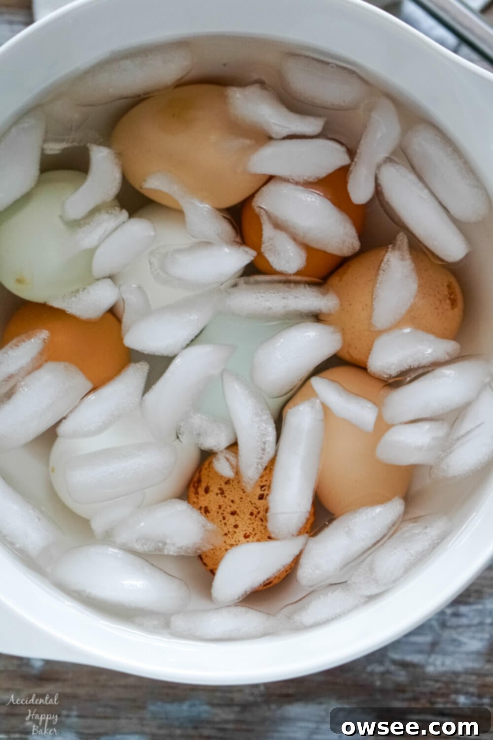 Achieve Perfect Hard Boiled Eggs Every Time 11 Hard boiled eggs in an ice bath.