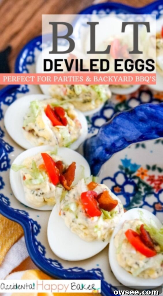 Next-Level BLT Deviled Eggs 9 Loaded with bacon, ranch and tomato, then topped with lettuce, these BLT deviled eggs have all the flavors of a BLT sandwich!