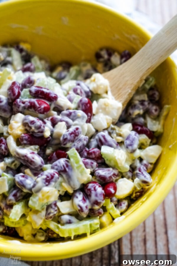 After the kidney bean salad is mixed with the dressing.